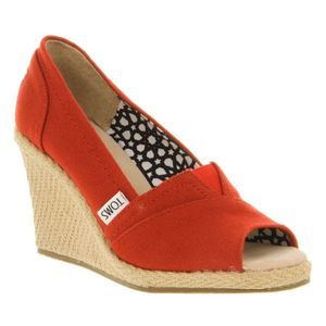 Toms Calypso Red Canvas Espadrille Wedge Sz 9.5